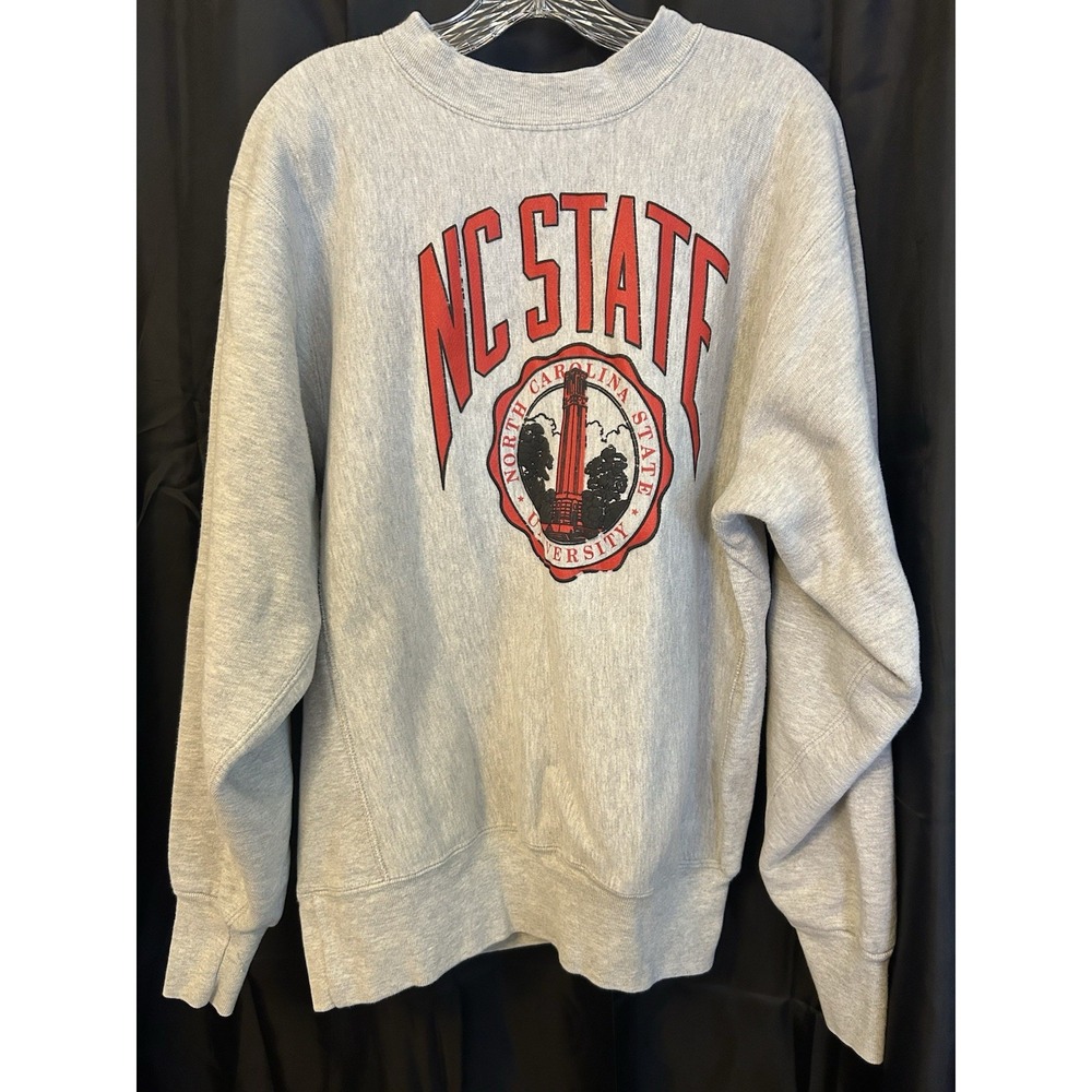 VTG NC State Wolfpack Sweatshirt Mens L Gray NCAA Football 90s Y2K